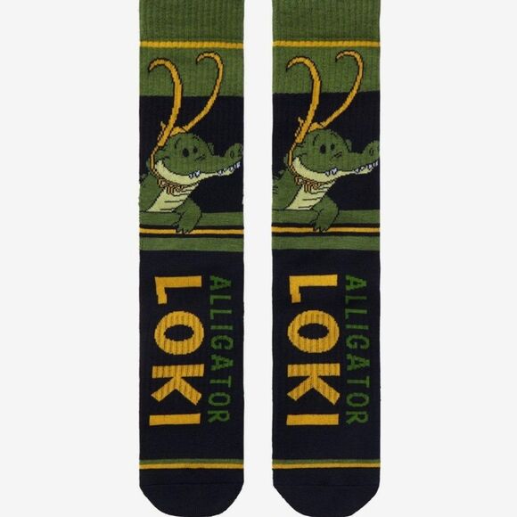 Marvel Disney Loki Alligator Gator Chibi Crew Socks Unisex Size 5-12 New OOS - Picture 1 of 9